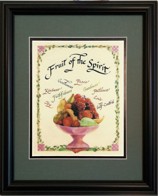 Fruit of the Spirit picture framed and matted calligraphy wall Kitchen art Galatians